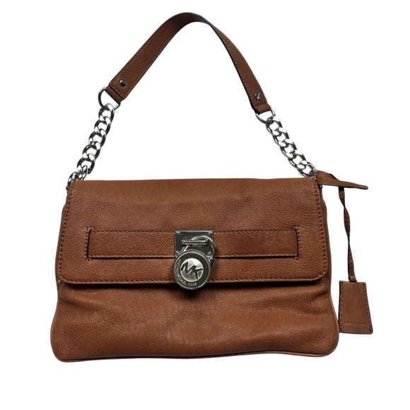 Michael Kors Handbags - Michael Kors Brown Leather Chain-Handle Wristlet Clutch